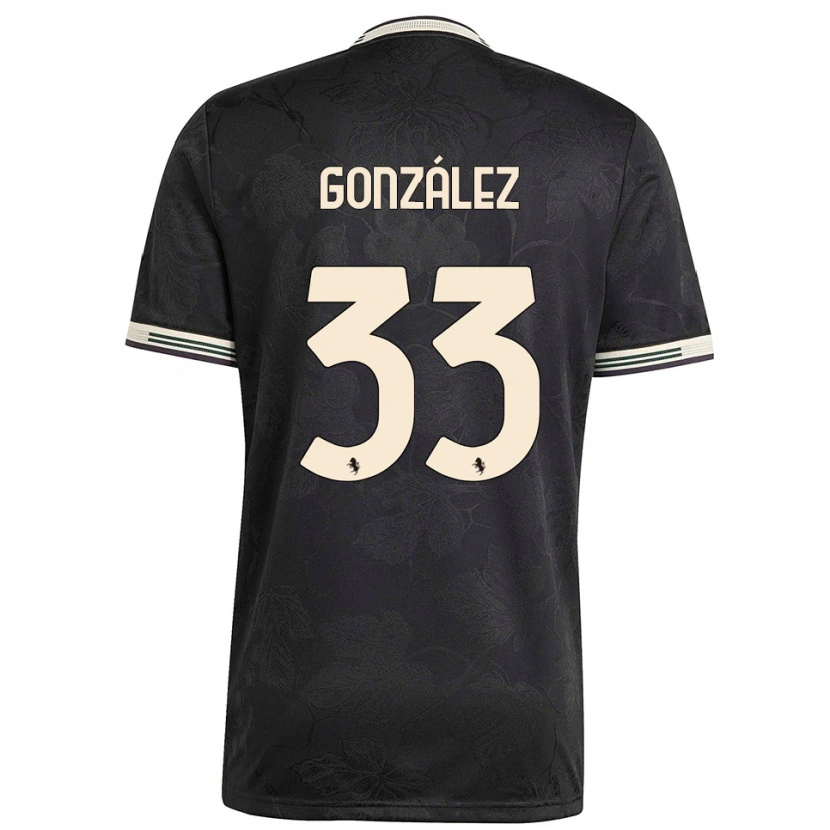 Danxen Kvinder Facundo González #33 Sort Hvid Grøn Tredje Sæt Spillertrøjer 2025/26 Trøje T-Shirt
