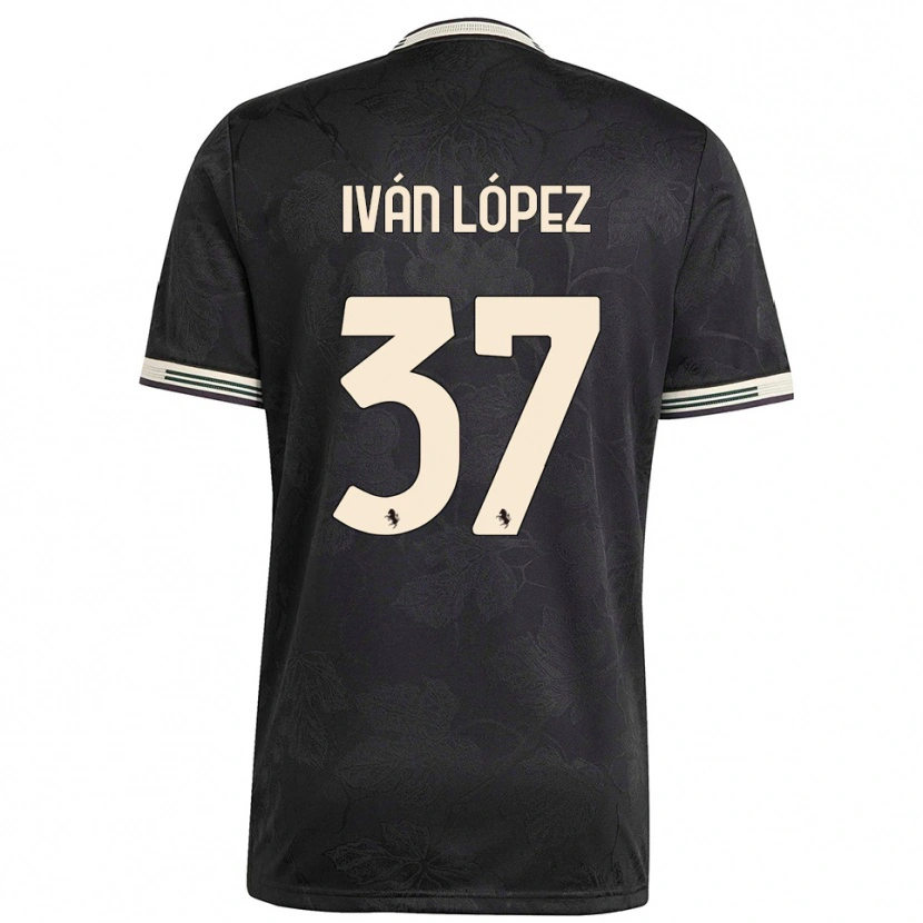 Danxen Kvinder Iván López #37 Sort Hvid Grøn Tredje Sæt Spillertrøjer 2025/26 Trøje T-Shirt