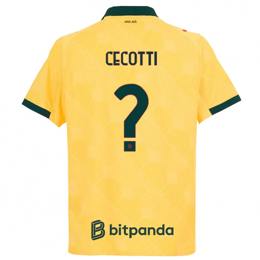 Danxen Kvinder Tommaso Cecotti #0 Gul Sort Tredje Sæt Spillertrøjer 2025/26 Trøje T-Shirt