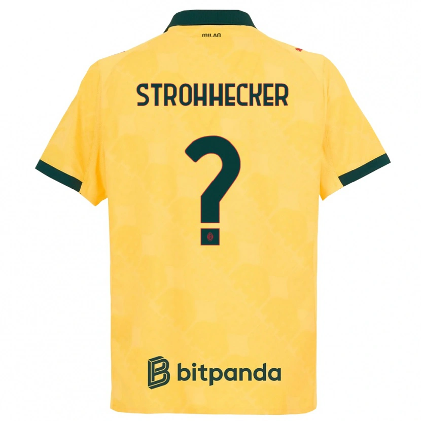 Danxen Kvinder Riccardo Strohhecker #0 Gul Sort Tredje Sæt Spillertrøjer 2025/26 Trøje T-Shirt