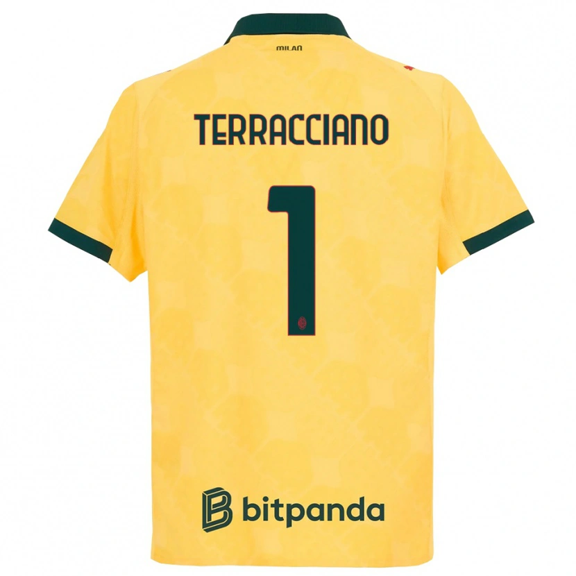 Danxen Kvinder Pietro Terracciano #1 Gul Sort Tredje Sæt Spillertrøjer 2025/26 Trøje T-Shirt
