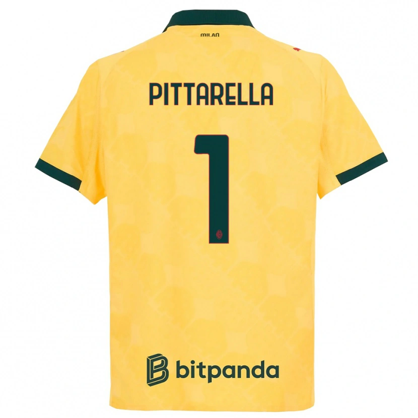 Danxen Kvinder Matteo Pittarella #1 Gul Sort Tredje Sæt Spillertrøjer 2025/26 Trøje T-Shirt