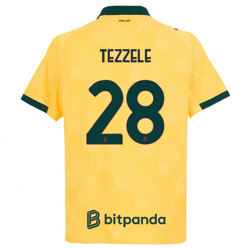 Danxen Kvinder Matteo Tezzele #28 Gul Sort Tredje Sæt Spillertrøjer 2025/26 Trøje T-Shirt