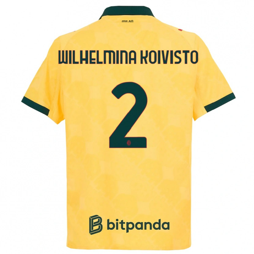 Danxen Kvinder Emma Wilhelmina Koivisto #2 Gul Sort Tredje Sæt Spillertrøjer 2025/26 Trøje T-Shirt