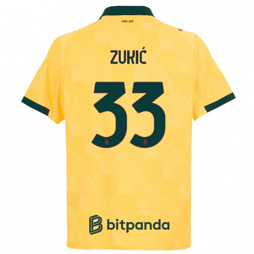 Danxen Kvinder Damir Zukić #33 Gul Sort Tredje Sæt Spillertrøjer 2025/26 Trøje T-Shirt