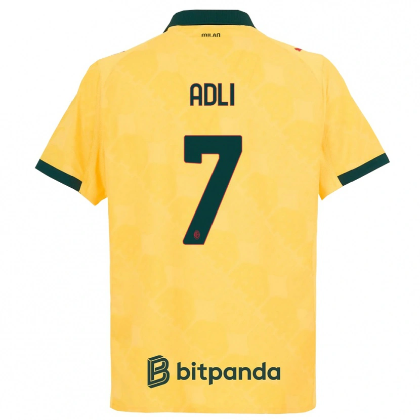 Danxen Kvinder Yacine Adli #7 Gul Sort Tredje Sæt Spillertrøjer 2025/26 Trøje T-Shirt