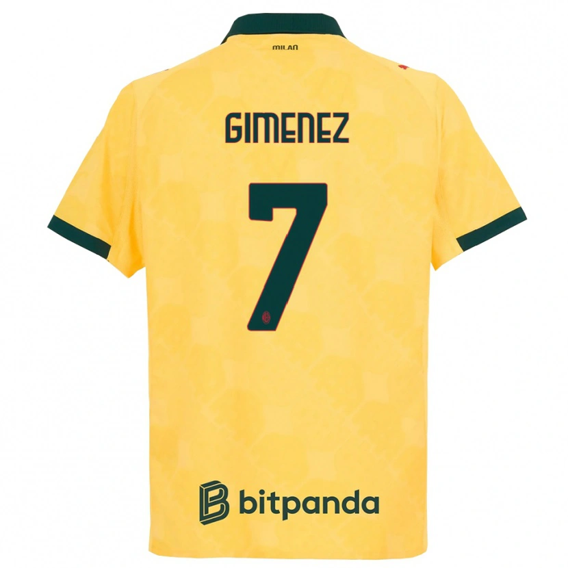 Danxen Kvinder Santiago Gimenez #7 Gul Sort Tredje Sæt Spillertrøjer 2025/26 Trøje T-Shirt
