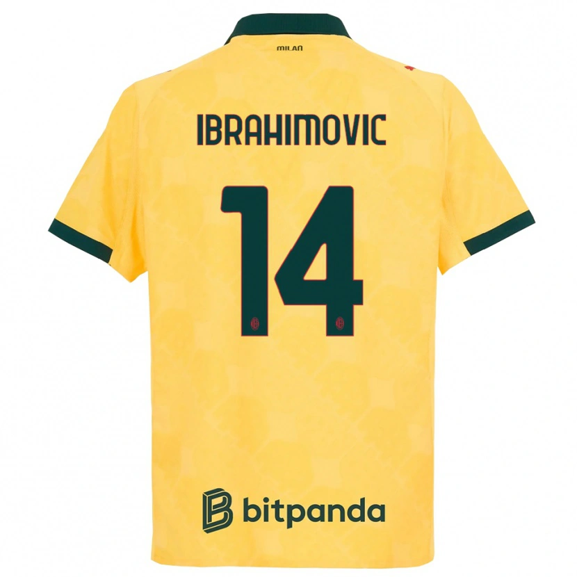 Danxen Kvinder Vincent Ibrahimović #14 Gul Sort Tredje Sæt Spillertrøjer 2025/26 Trøje T-Shirt