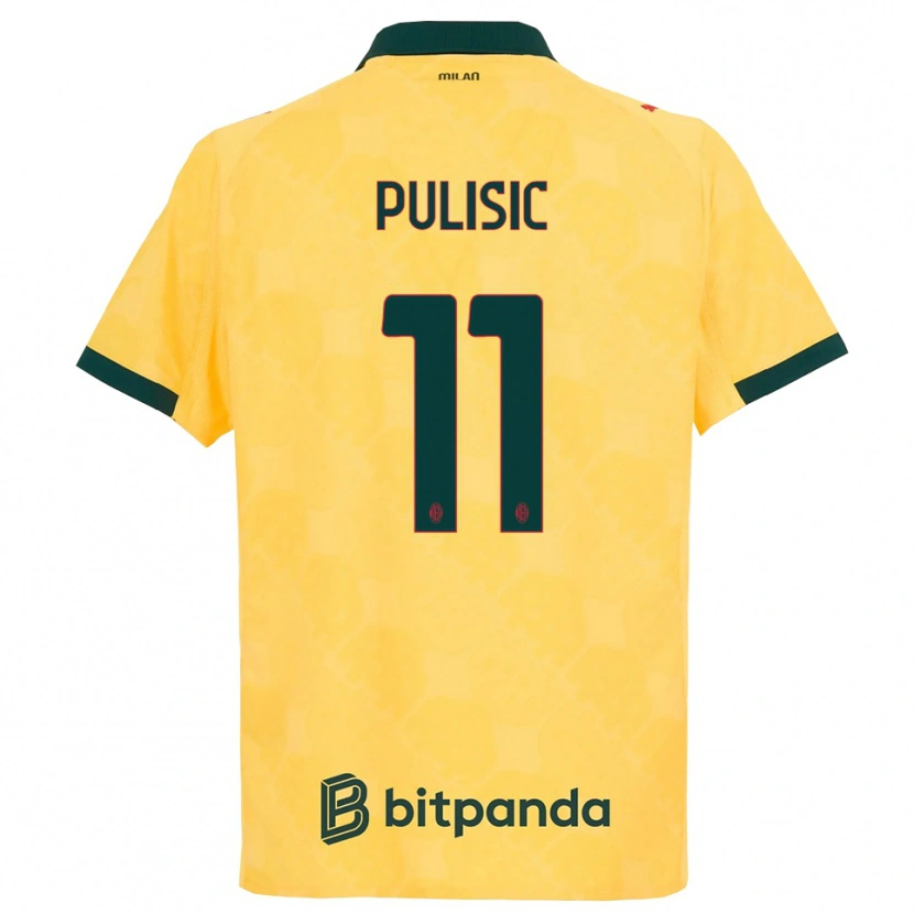 Danxen Kvinder Christian Pulisic #11 Gul Sort Tredje Sæt Spillertrøjer 2025/26 Trøje T-Shirt