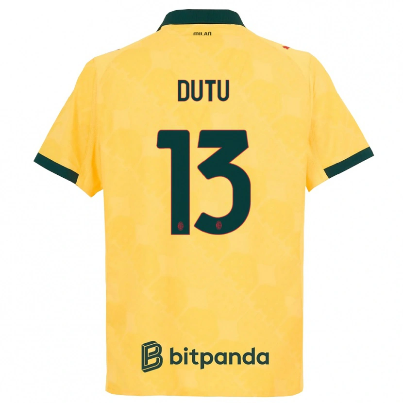 Danxen Kvinder Matteo Duțu #13 Gul Sort Tredje Sæt Spillertrøjer 2025/26 Trøje T-Shirt