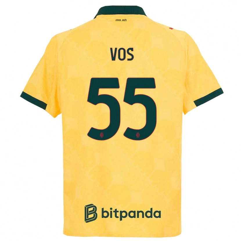 Danxen Kvinder Silvano Vos #55 Gul Sort Tredje Sæt Spillertrøjer 2025/26 Trøje T-Shirt