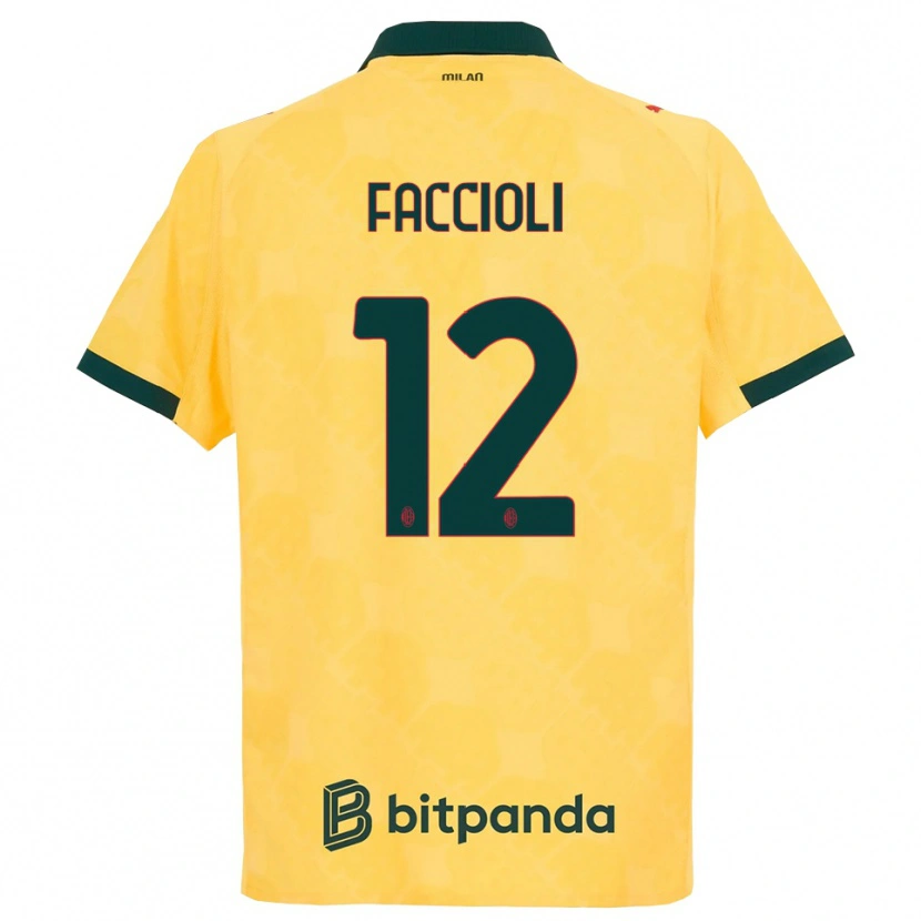 Danxen Kvinder Pietro Faccioli #12 Gul Sort Tredje Sæt Spillertrøjer 2025/26 Trøje T-Shirt