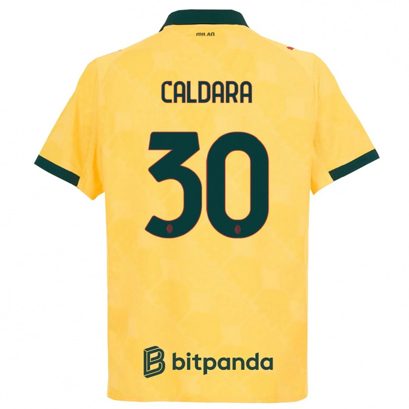 Danxen Kvinder Mattia Caldara #30 Gul Sort Tredje Sæt Spillertrøjer 2025/26 Trøje T-Shirt