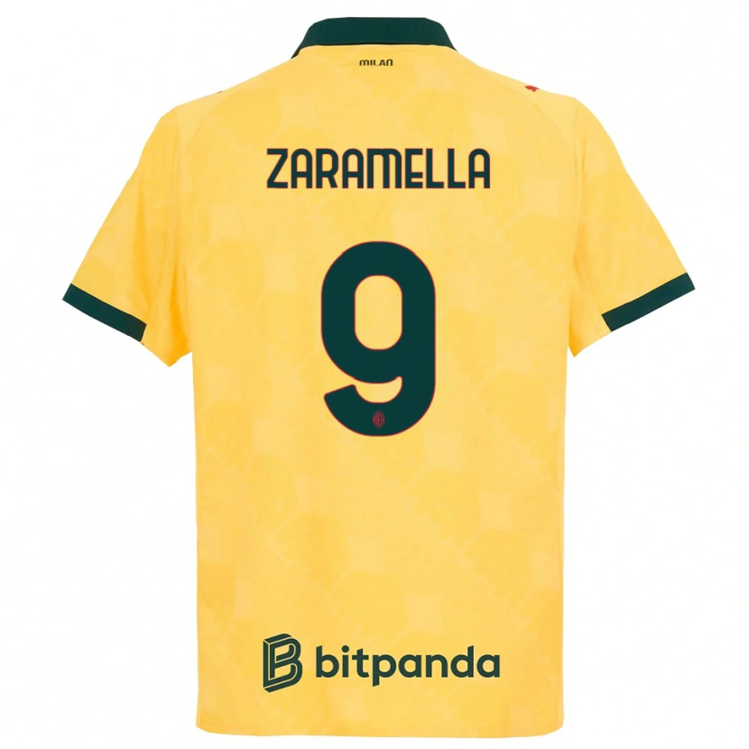 Danxen Kvinder Mattia Zaramella #9 Gul Sort Tredje Sæt Spillertrøjer 2025/26 Trøje T-Shirt