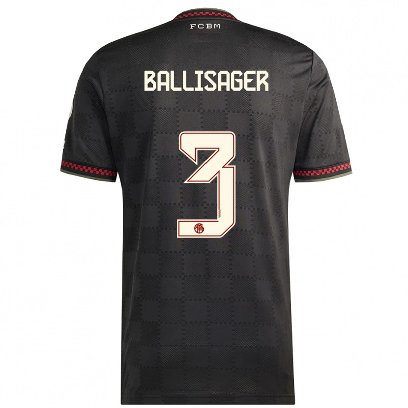 Danxen Kvinder Stine Ballisager #3 Sort Hvid Tredje Sæt Spillertrøjer 2025/26 Trøje T-Shirt