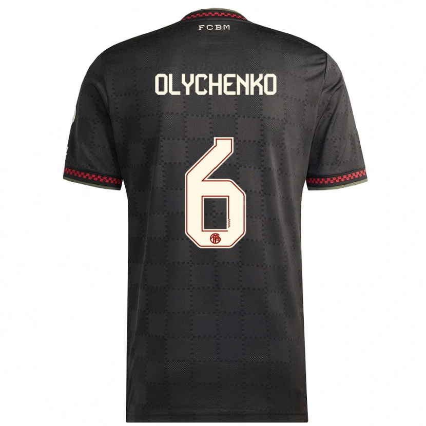 Danxen Kvinder Bogdan Olychenko #6 Sort Hvid Tredje Sæt Spillertrøjer 2025/26 Trøje T-Shirt