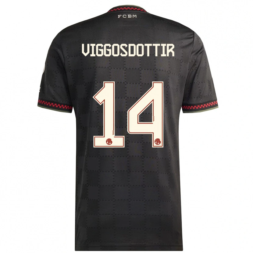 Danxen Kvinder Glodis Perla Viggosdottir #14 Sort Hvid Tredje Sæt Spillertrøjer 2025/26 Trøje T-Shirt