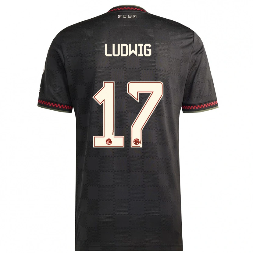 Danxen Kvinder Linus Ludwig #17 Sort Hvid Tredje Sæt Spillertrøjer 2025/26 Trøje T-Shirt