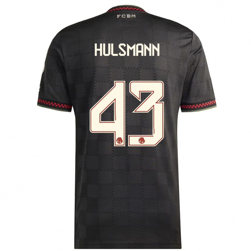 Danxen Kvinder Tom Hulsmann #43 Sort Hvid Tredje Sæt Spillertrøjer 2025/26 Trøje T-Shirt