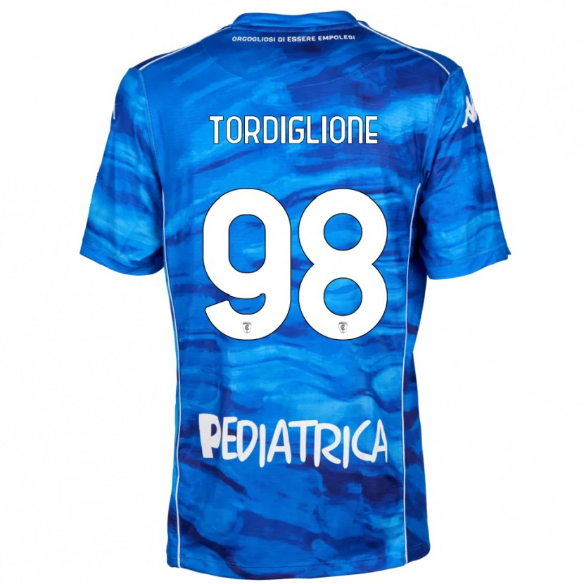 Danxen Børn Nicolò Tordiglione #98 Blå Hvid Hjemmebane Spillertrøjer 2025/26 Trøje T-Shirt