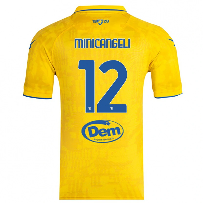 Danxen Børn Francesco Minicangeli #12 Gul Blå Hjemmebane Spillertrøjer 2025/26 Trøje T-Shirt