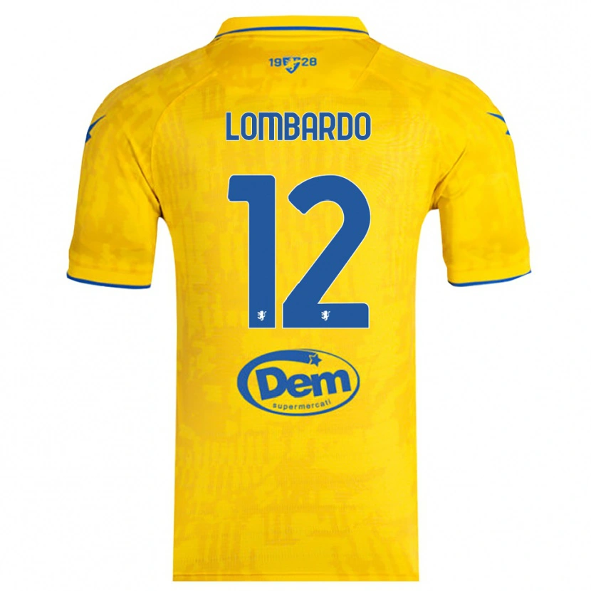 Danxen Børn Alessandro Lombardo #12 Gul Blå Hjemmebane Spillertrøjer 2025/26 Trøje T-Shirt
