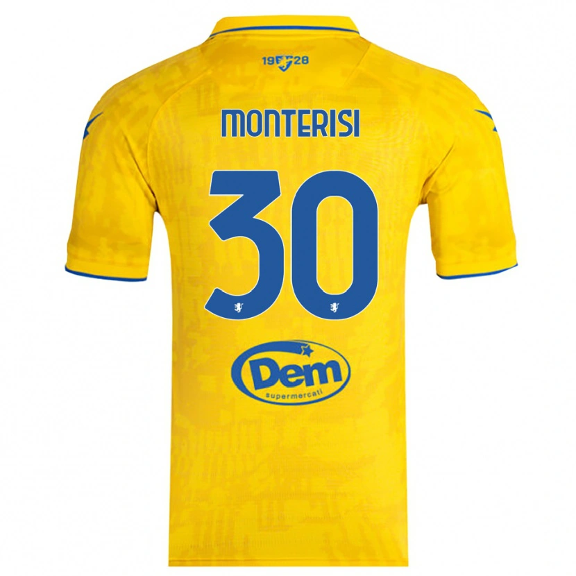 Danxen Børn Ilario Monterisi #30 Gul Blå Hjemmebane Spillertrøjer 2025/26 Trøje T-Shirt