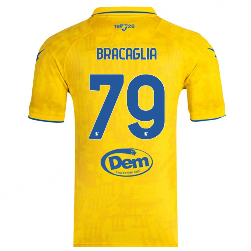 Danxen Børn Gabriele Bracaglia #79 Gul Blå Hjemmebane Spillertrøjer 2025/26 Trøje T-Shirt