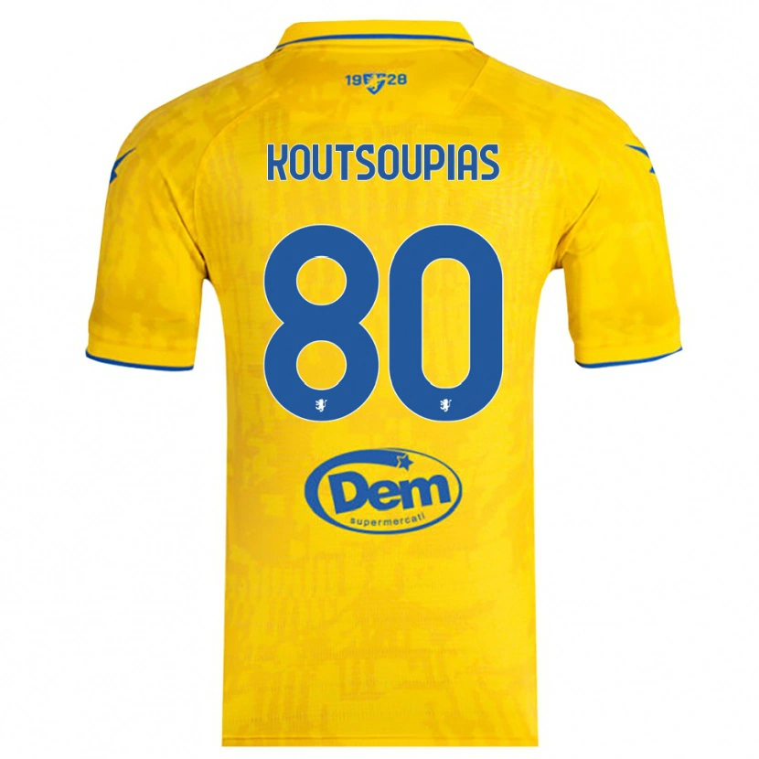 Danxen Børn Ilias Koutsoupias #80 Gul Blå Hjemmebane Spillertrøjer 2025/26 Trøje T-Shirt