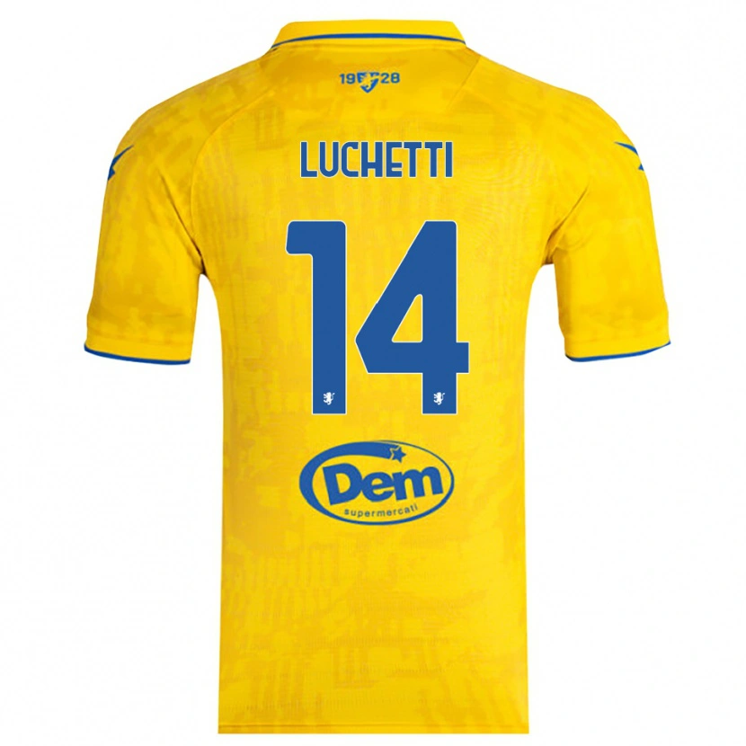 Danxen Børn Alessandro Luchetti #14 Gul Blå Hjemmebane Spillertrøjer 2025/26 Trøje T-Shirt