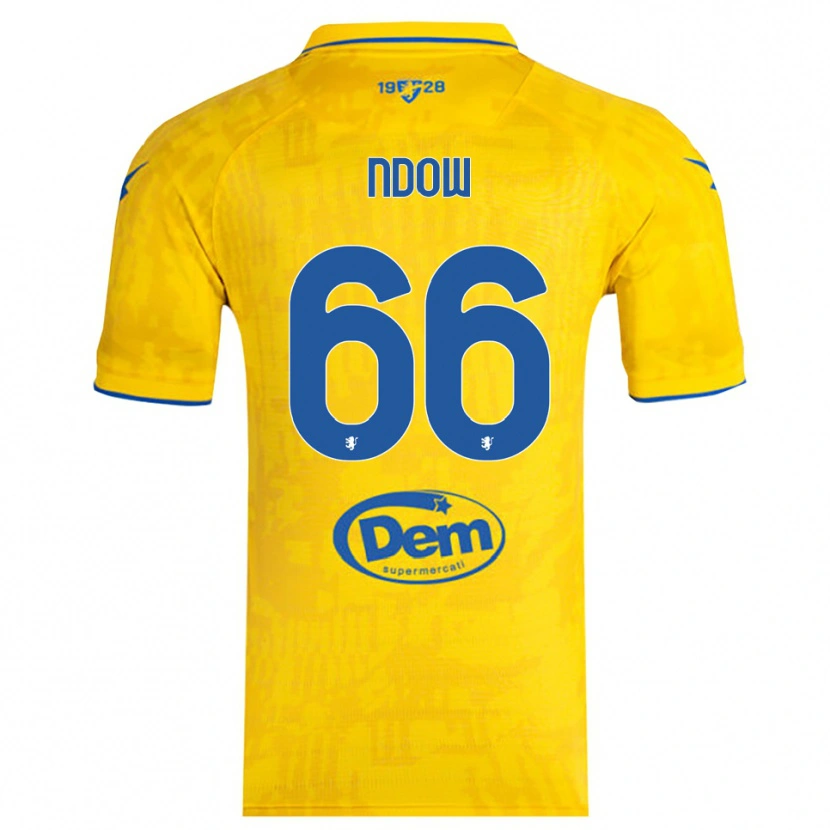 Danxen Børn Abdoulie Ndow #66 Gul Blå Hjemmebane Spillertrøjer 2025/26 Trøje T-Shirt