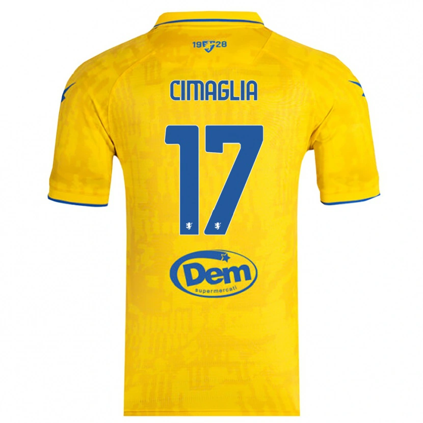 Danxen Børn Marco Cimaglia #17 Gul Blå Hjemmebane Spillertrøjer 2025/26 Trøje T-Shirt
