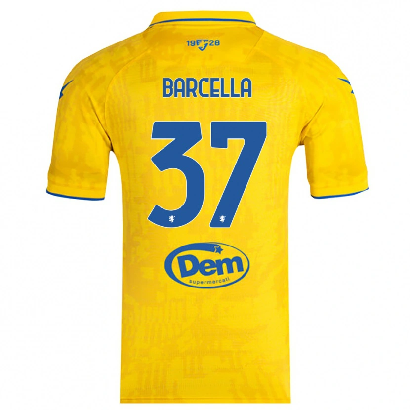 Danxen Børn Kevin Barcella #37 Gul Blå Hjemmebane Spillertrøjer 2025/26 Trøje T-Shirt