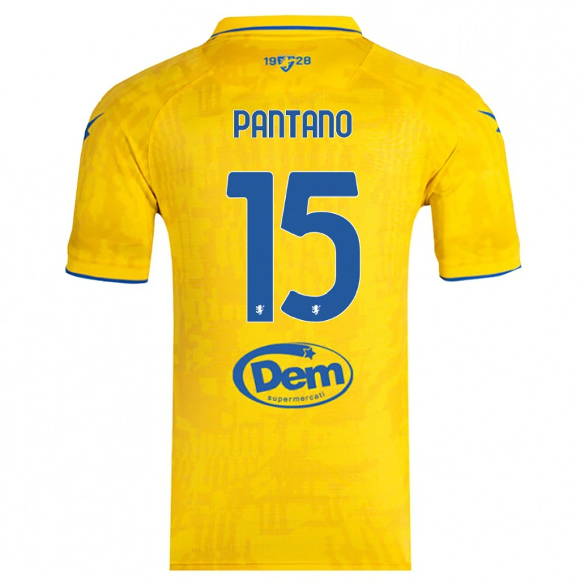 Danxen Børn Cristian Pantano #15 Gul Blå Hjemmebane Spillertrøjer 2025/26 Trøje T-Shirt