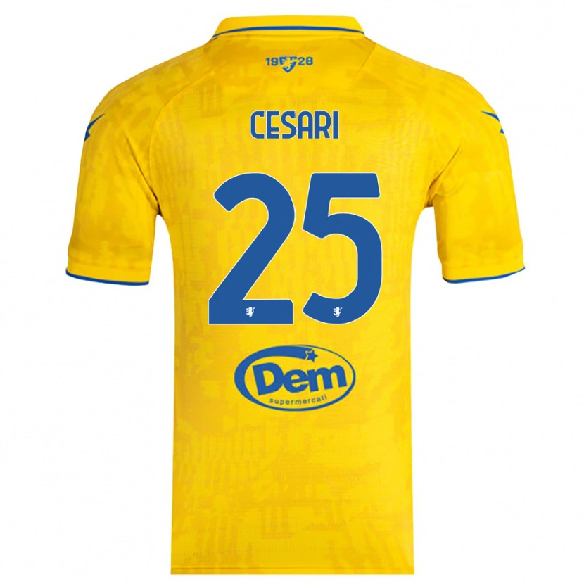 Danxen Børn Nicolò Cesari #25 Gul Blå Hjemmebane Spillertrøjer 2025/26 Trøje T-Shirt