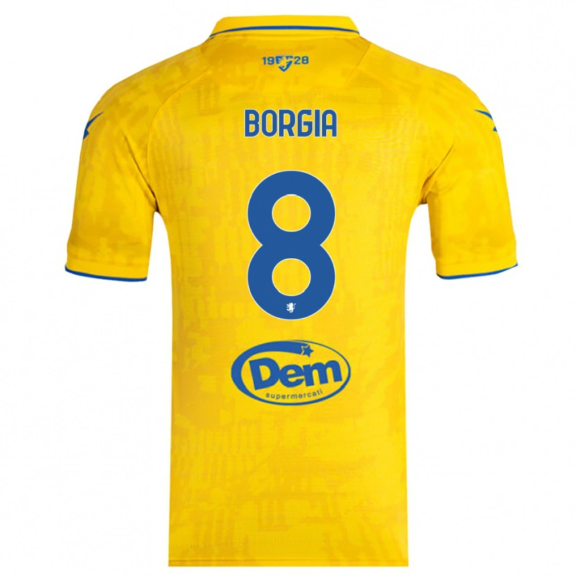 Danxen Børn Ferdinando Borgia #8 Gul Blå Hjemmebane Spillertrøjer 2025/26 Trøje T-Shirt