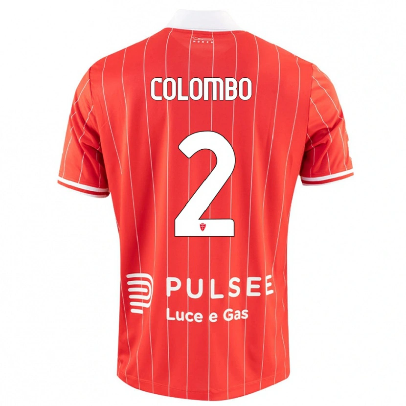 Danxen Børn Davide Colombo #2 Rød Hvid Hjemmebane Spillertrøjer 2025/26 Trøje T-Shirt