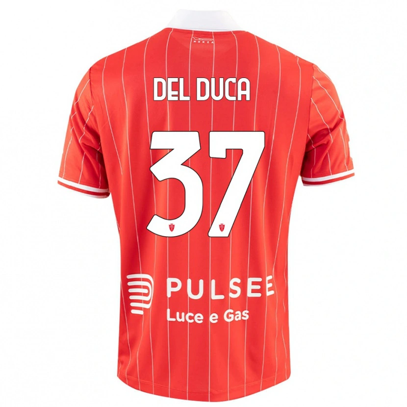 Danxen Børn Jacopo Del Duca #37 Rød Hvid Hjemmebane Spillertrøjer 2025/26 Trøje T-Shirt