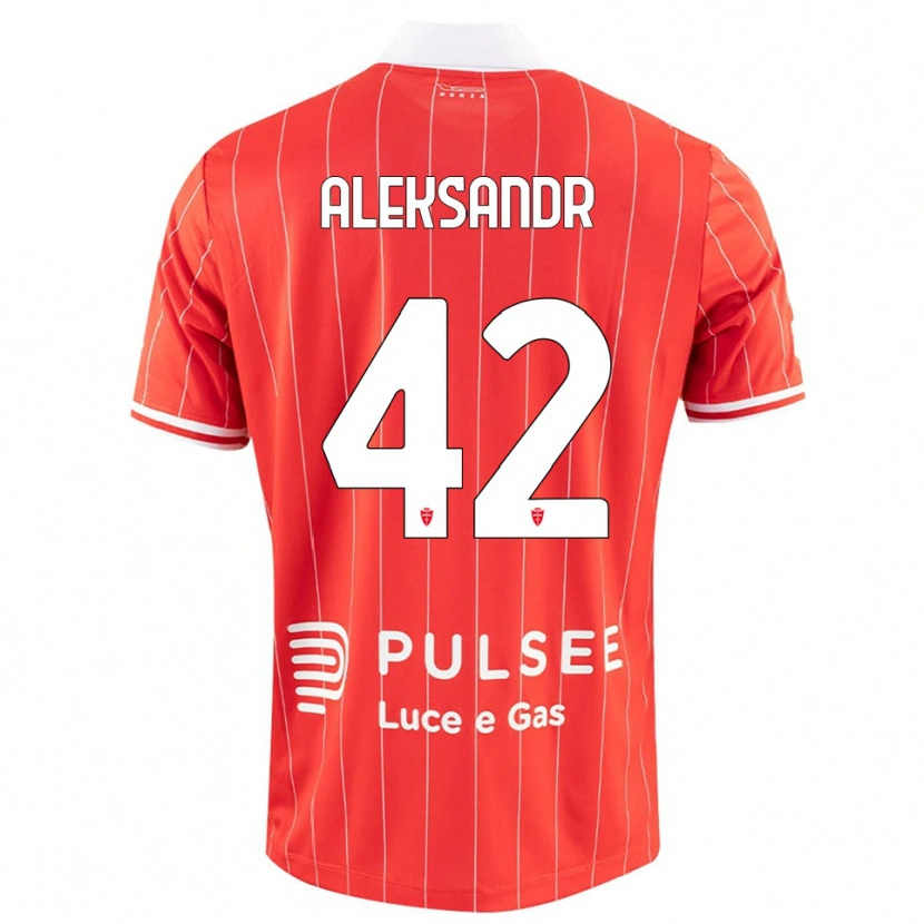 Danxen Børn Aleksandr Ballabio #42 Rød Hvid Hjemmebane Spillertrøjer 2025/26 Trøje T-Shirt