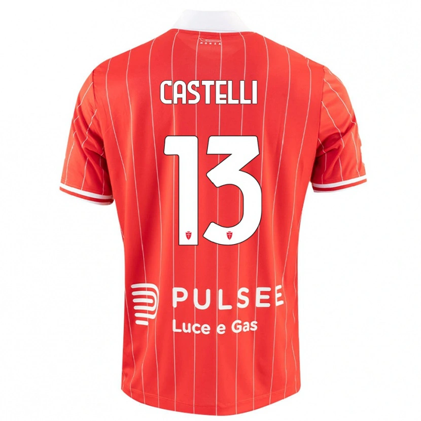 Danxen Børn Davide Castelli #13 Rød Hvid Hjemmebane Spillertrøjer 2025/26 Trøje T-Shirt