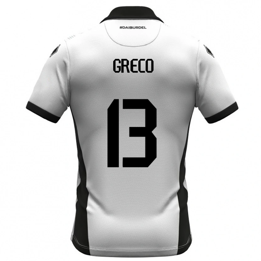 Danxen Børn Nicolò Greco #13 Hvid Sort Orange Hjemmebane Spillertrøjer 2025/26 Trøje T-Shirt