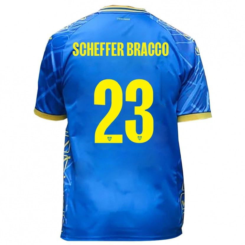 Danxen Børn Mateo Scheffer Bracco #23 Himmelblå Gul Hjemmebane Spillertrøjer 2025/26 Trøje T-Shirt