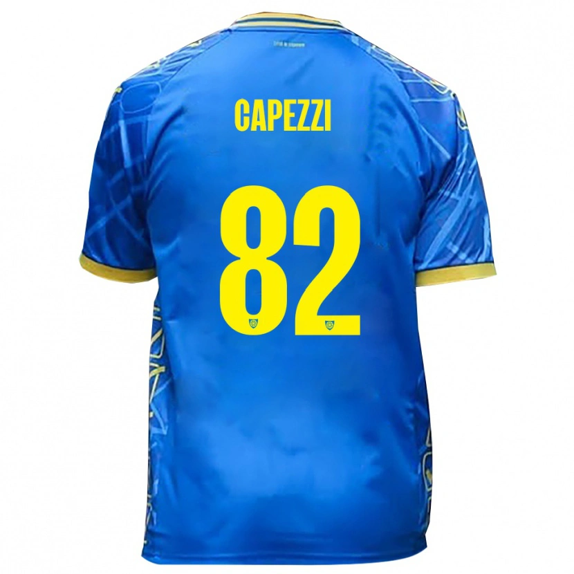 Danxen Børn Leonardo Capezzi #82 Himmelblå Gul Hjemmebane Spillertrøjer 2025/26 Trøje T-Shirt