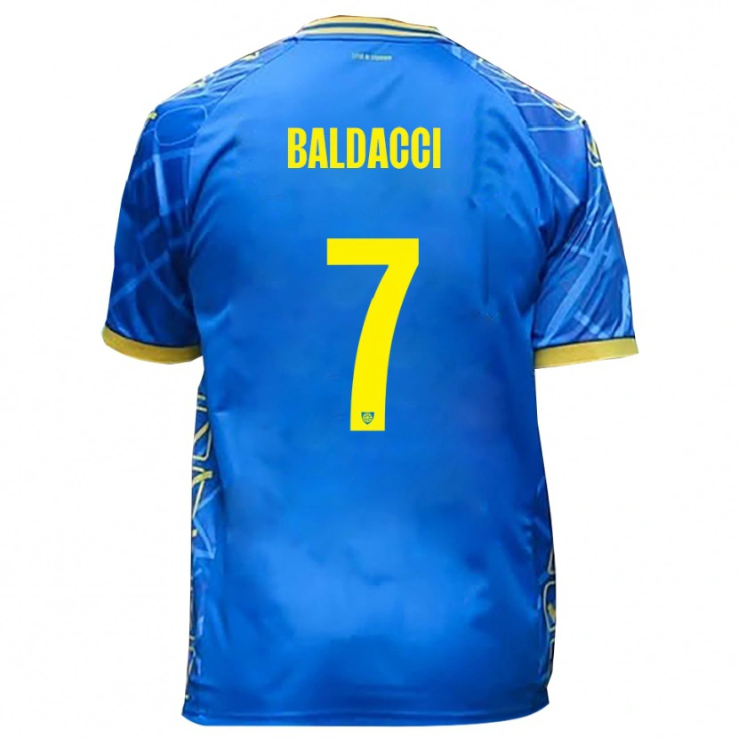 Danxen Børn Mattia Baldacci #7 Himmelblå Gul Hjemmebane Spillertrøjer 2025/26 Trøje T-Shirt