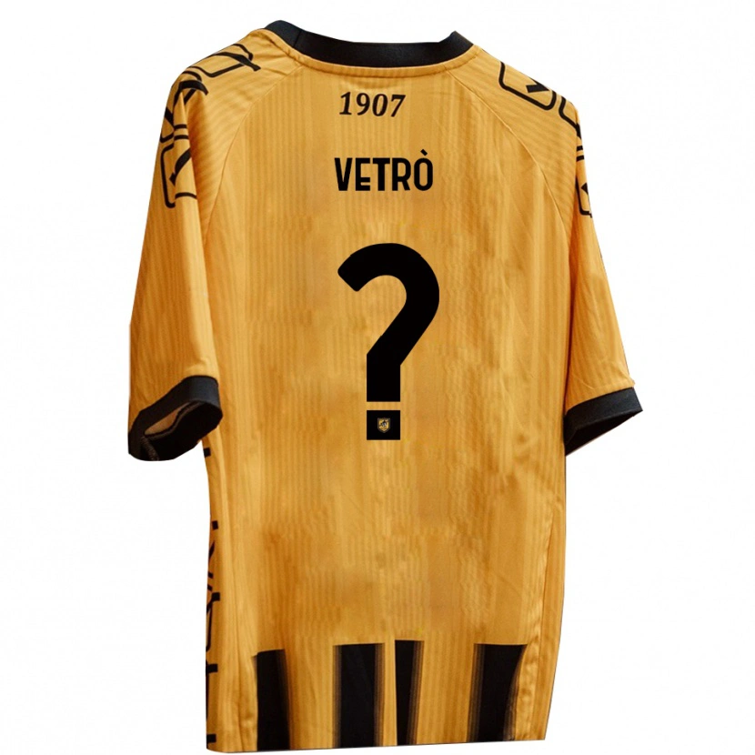 Danxen Børn Antonio Vetrò #0 Gul Sort Hjemmebane Spillertrøjer 2025/26 Trøje T-Shirt