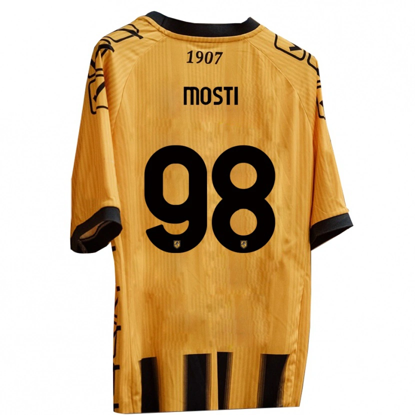 Danxen Børn Nicola Mosti #98 Gul Sort Hjemmebane Spillertrøjer 2025/26 Trøje T-Shirt