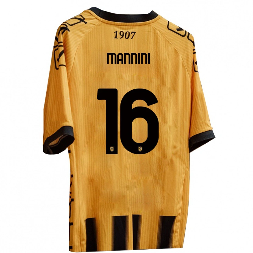 Danxen Børn Mattia Mannini #16 Gul Sort Hjemmebane Spillertrøjer 2025/26 Trøje T-Shirt