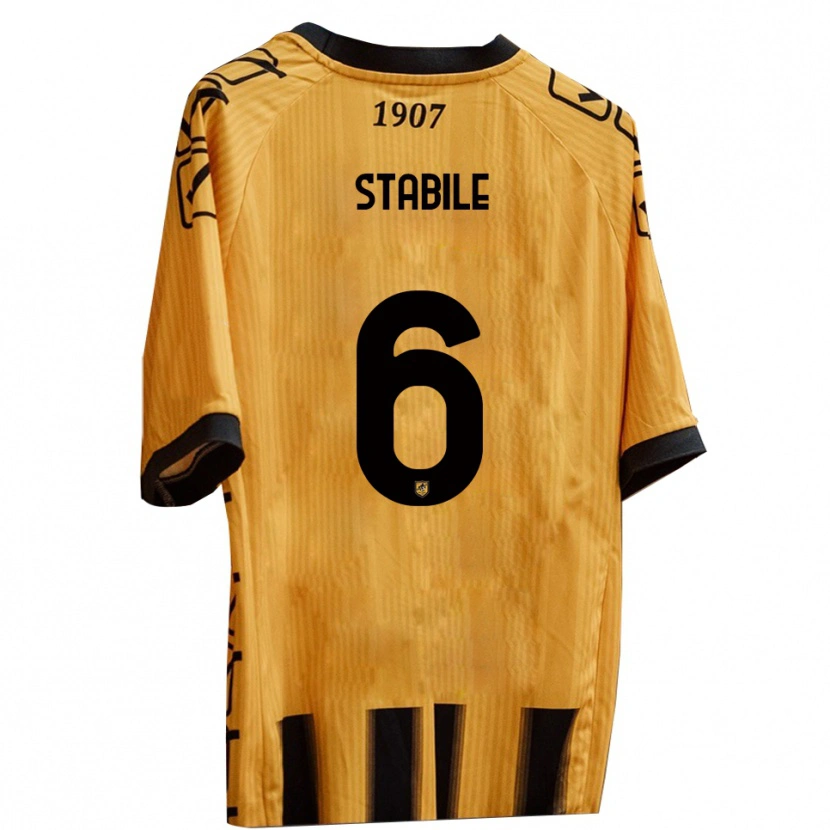 Danxen Børn Giacomo Stabile #6 Gul Sort Hjemmebane Spillertrøjer 2025/26 Trøje T-Shirt