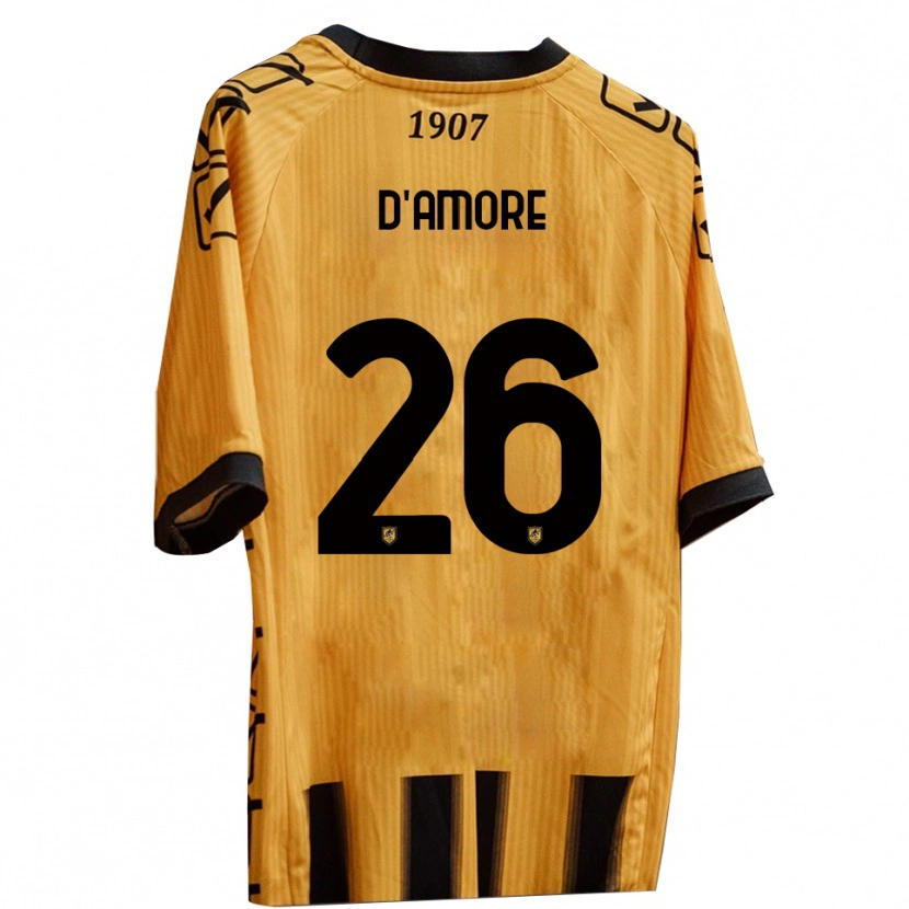 Danxen Børn Francesco D'amore #26 Gul Sort Hjemmebane Spillertrøjer 2025/26 Trøje T-Shirt