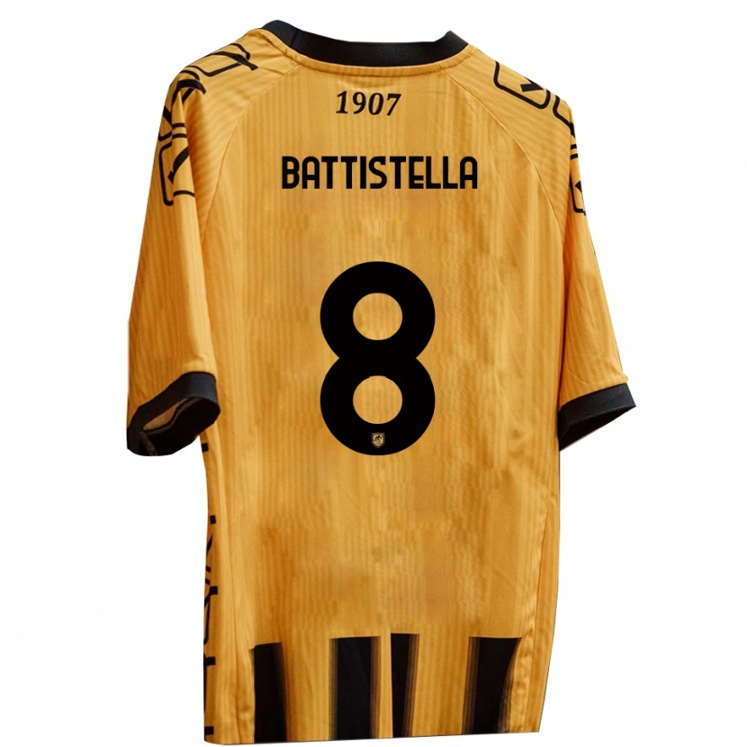 Danxen Børn Thomas Battistella #8 Gul Sort Hjemmebane Spillertrøjer 2025/26 Trøje T-Shirt